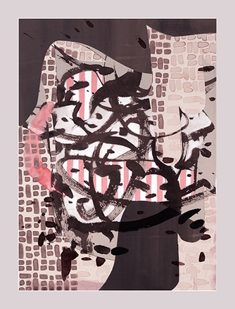 gouache, acrylic and paper on handmade paper