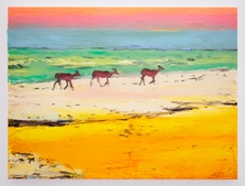 Beach with Three Does