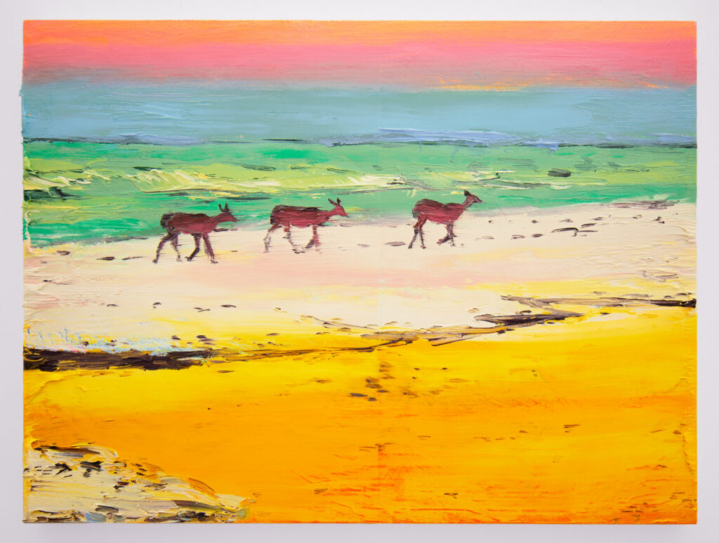 Beach with Three Does